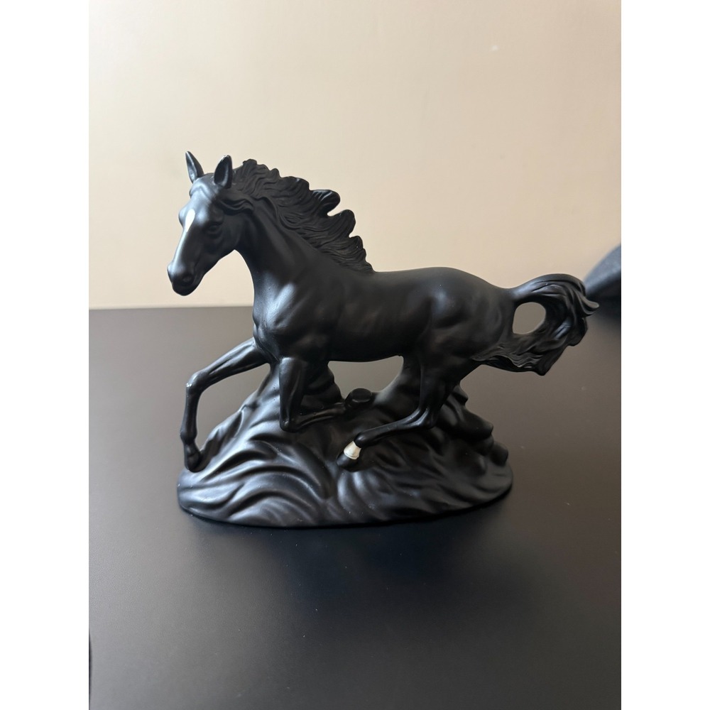 Vintage Black Stallion Porcelain Sculpture by Paul Sebastian